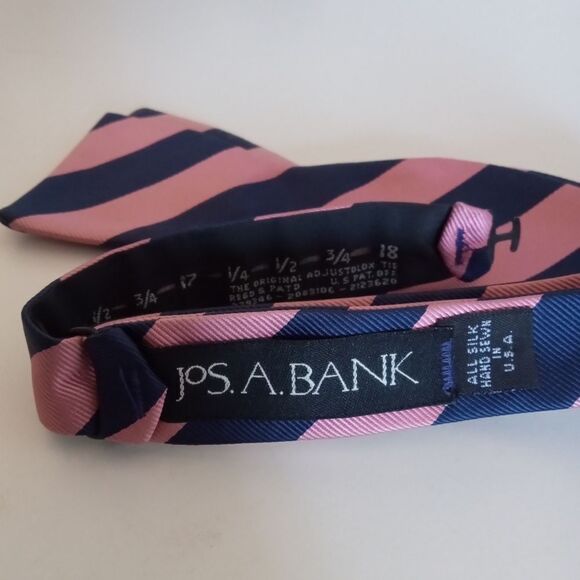 Jos.A.Bank Pink and Navy Striped Bowtie - Picture 2 of 2